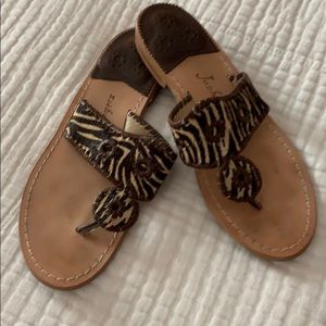 Gently used brown zebra calf hair Jack Rogers.